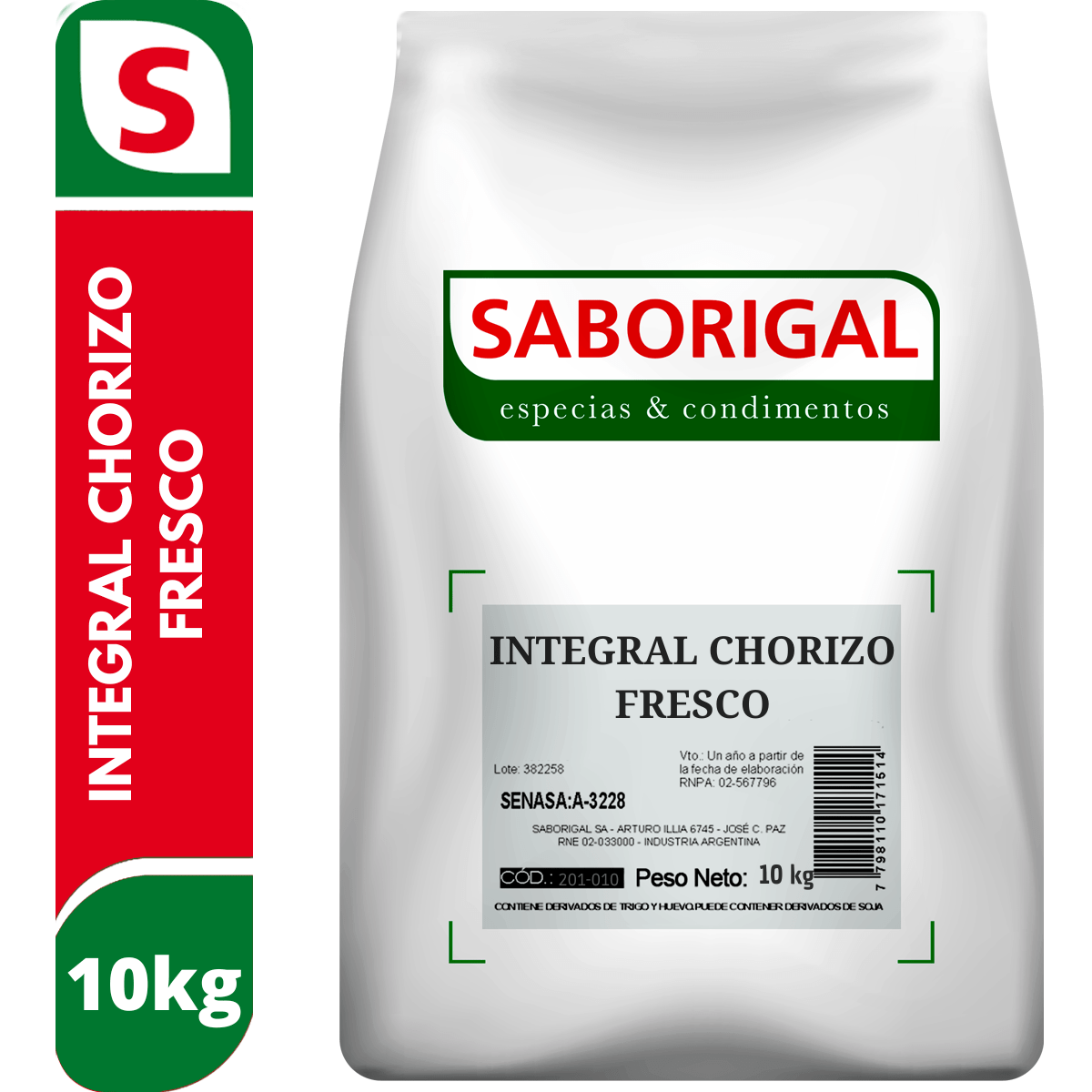 Integral chorizo fresco 10 kg